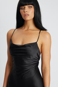 Silky Black Satin Dress | Anox the label
